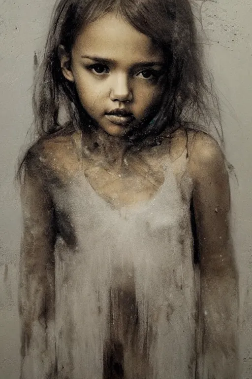 Image similar to Jessica Alba girl as an angel In the style of Nicola Samori