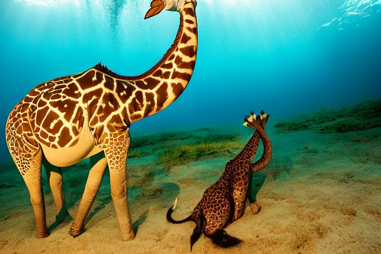 Image similar to underwater photo of a jiraffe by national geographic