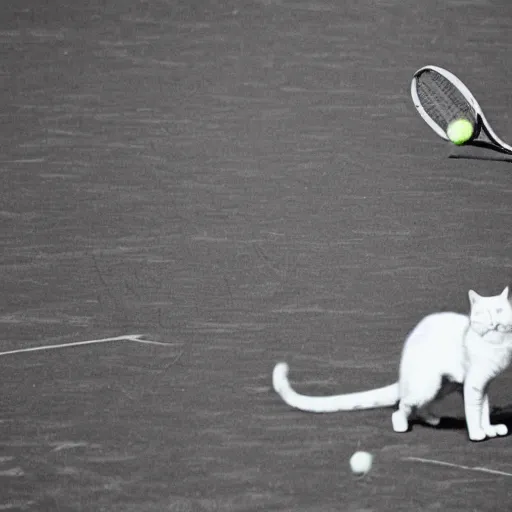 Prompt: 2 cats playing tennis on moon