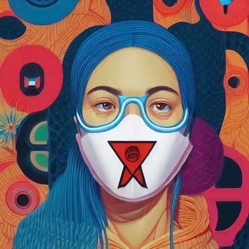 Image similar to portrait of people with sanitary mask, Tristan Eaton, artgerm, Victo Ngai, RHADS, ross draws