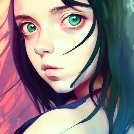 Image similar to a beautiful billie eilish christina hendricks alluring instagram model in crop top, by guweiz and wlop and ilya kuvshinov and artgerm and makoto shinkai and studio ghibli, symmetrical eyes, aesthetic, gorgeous, stunning, alluring, attractive, artstation, deviantart, pinterest, digital art