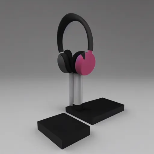 Image similar to headphone stand, futuristic, techno, cyberpunk, product design, 3 d render, 3 d concept, isometric design, fun, swag, cute