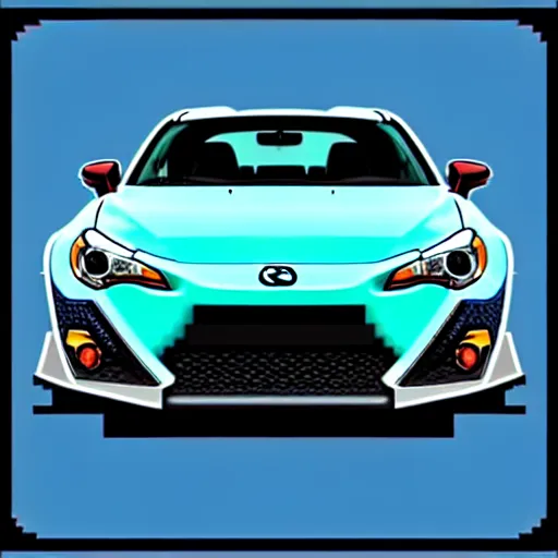 Image similar to “ pixel art of 2 0 1 6 scion fr - s in oceanic blue ”