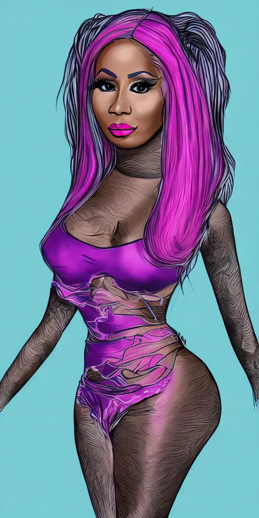 Image similar to a digital illustration of full body portrait nicki minaj