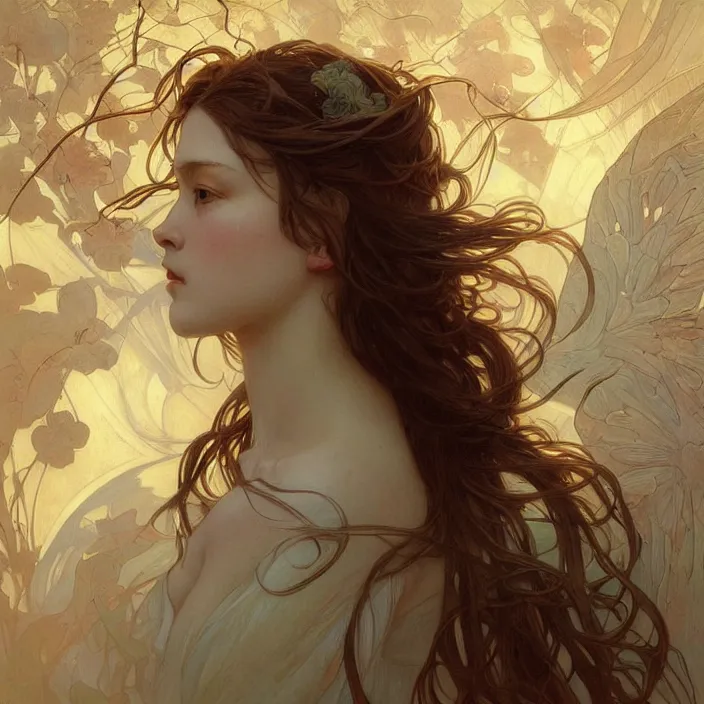 Image similar to A portrait of A beautiful! angel by Ross Tran!!! and alphonse mucha and greg rutkowski! and gustav doré! and Zdzisław Beksiński!,In style of digital art illustration.Symmetry.Highly detailed face.Fantasy,smooth,hyper detailed,sharp focus,Soft light.trending on artstation.4k