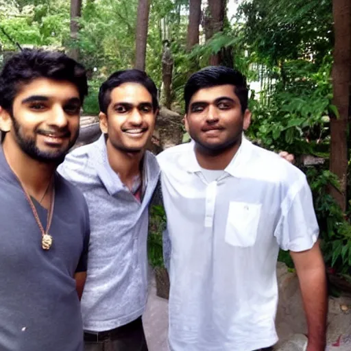 Image similar to white dude in his 4 0's hangs out with two indian 2 0 year old guys, photo