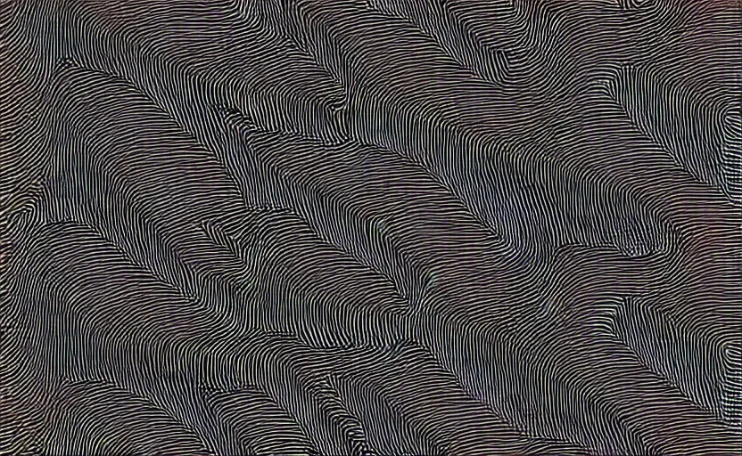 Image similar to converging some waves never overlapping but approaching infinitely close, thick black ink, warped perlin noise pattern