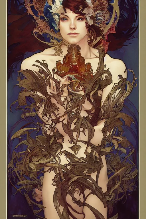 Image similar to turn undead spell scroll art by artgerm and greg rutkowski and Alphonse Mucha and Craig Mullins, James Jean, Andrey Ryabovichev, Mark Simonetti and Peter Morbacher 16k