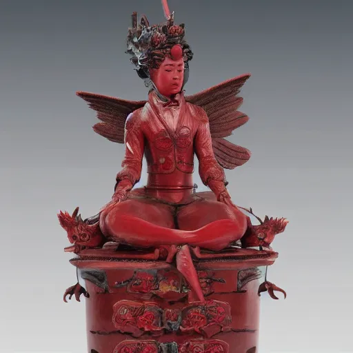 Image similar to museum angeline joile statue monument made from chinese porcelain brush face hand painted with iron red dragons full - length very very detailed by rutkowski symmetrical well proportioned