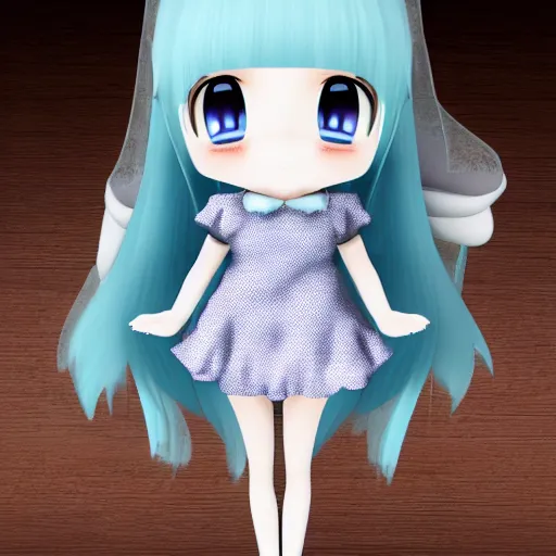 Prompt: cute fumo plush of a girl who has a collection of souls in her mansion trapped in jars, black and white and blue, vray