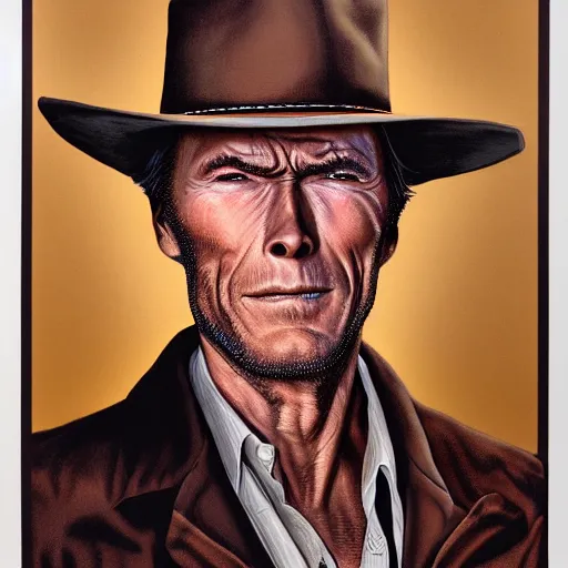 Image similar to portrait of clint eastwood in western garb, glenn fabry