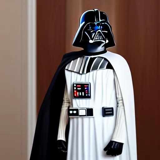 Image similar to darth vader at his wedding ceremony, white uniform, white helmet, 8 k