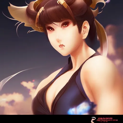 Image similar to A beautiful semi realistic anime portrait of Chun li, by Stanley Artgerm Lau, WLOP, Rossdraws, James Jean, Andrei Riabovitchev, Marc Simonetti, and Sakimichan, tranding on artstation H- 768