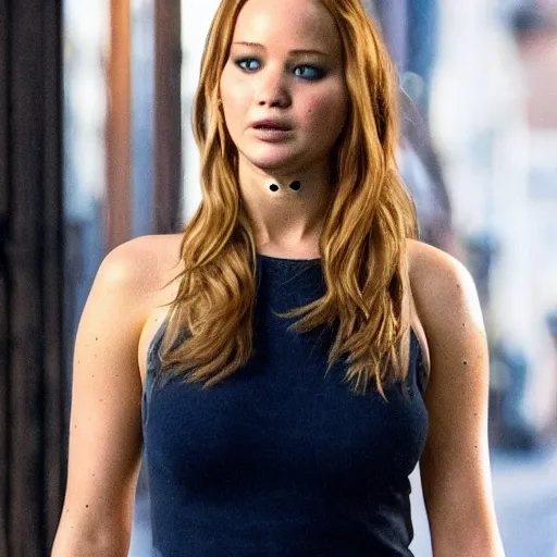 Prompt: still Jennifer Lawrence as Lindsey in Lindsay Lohan Biopic 2029