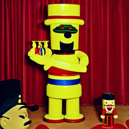Prompt: mr peanut being crushed to death by a huge nutcracker. he is in excruciating pain. horror. extremely gory. graphic. extremely realistic. vhs tape.
