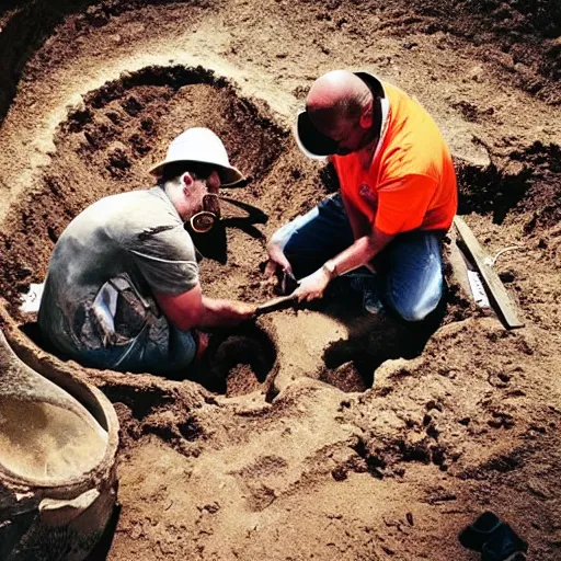 Image similar to “ high resolution photo of archeologists digging up a dragon skull ”