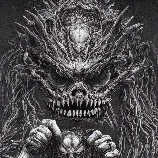 Image similar to a strange eerie magical scary creature in an eerie uncanny hell, transluscent neon, horror, concept art, detailed, intricate, award - winning, cinematic, by kentaro miura