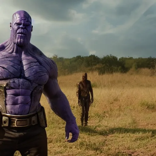 Prompt: Thanos in The Walking Dead 4K quality photorealism