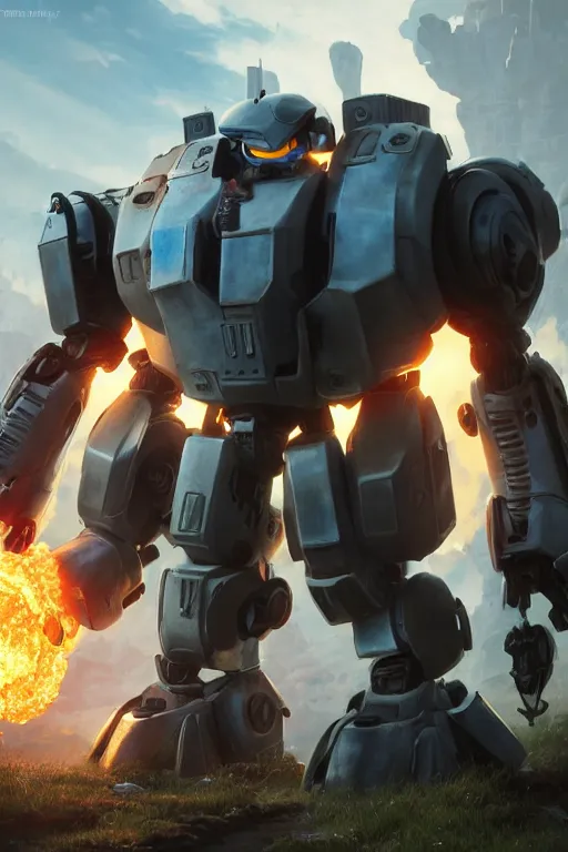 Image similar to mechwarrior 5 : mercenaries mech megaman transformer robot boss tank engine game octane render, 4 k, hd 2 0 2 2 3 d cgi rtx hdr style chrome reflexion glow fanart, global illumination ray tracing hdr fanart arstation by ian pesty by jesper ejsing pixar and disney unreal zbrush central hardmesh