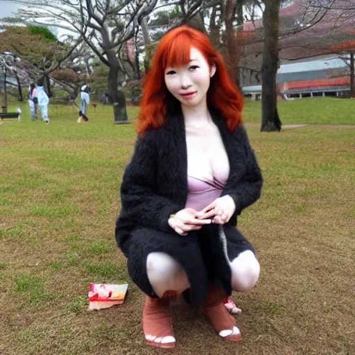 Image similar to 4 pics, japanese redhead, in the park of chiba dog