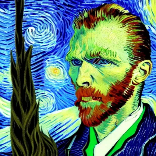 Prompt: A horrendous necktie depicting horrors beyond comprehension, Van Gogh, 8k, volumetric surroundings, pathos