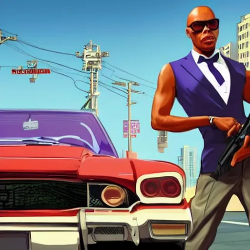 Image similar to rupaul in gta v, cover art by stephen bliss, artstation, no text