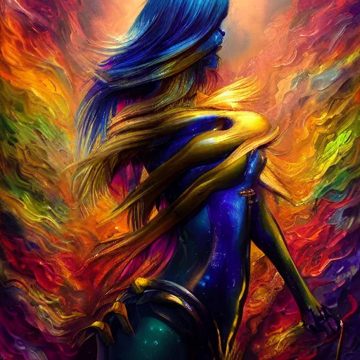 Image similar to woman popular fantasy art abstract painting generated by artificial intelligence, 8K UHD, trending on artstation, extremely detailed