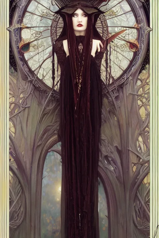 Prompt: masterpiece painting of beautiful vampire girl by donato giancola, h. r. giger and tom bagshaw, face by artgerm and edmund leighton, background by james jean and alphonse mucha, 8 k, gothic horror, majestic, volumetric lighting, porcelain skin, art deco, trending on pixiv