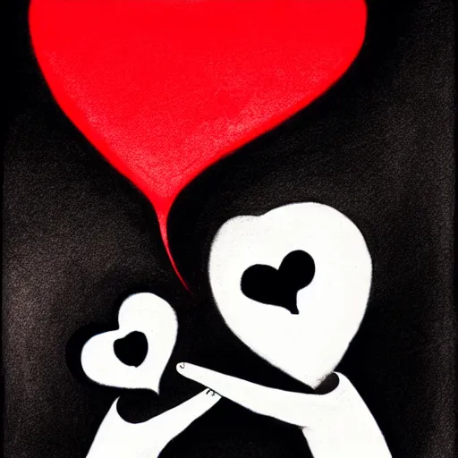 Image similar to two red hearts, friendship, love, sadness, dark ambiance, concept by Godfrey Blow, featured on deviantart, drawing, sots art, lyco art, artwork, photoillustration, poster art