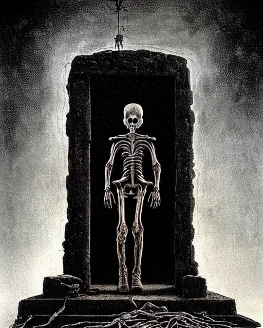 Image similar to full-body creepy realistic central composition, a decapitated soldier with futuristic elements. he welcomes you into the fog with no head, dark dimension portal, empty helmet inside is occult mystical symbolism headless full-length view. attendants watching, standing in ancient gate eldritch energies disturbing frightening eerie, what does it mean, artwork by Salvador Dali