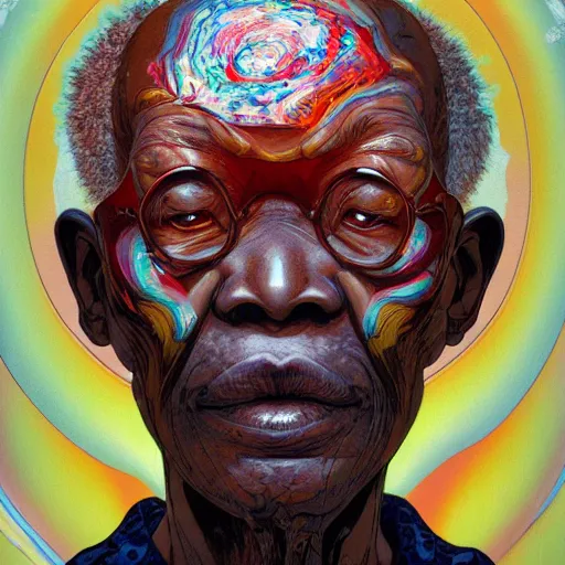 Image similar to senior citizen portrait soft light painted by james jean and katsuhiro otomo and erik jones, inspired by kenyan akira anime, smooth face feature, intricate oil painting, high detail illustration, sharp high detail, manga and anime 1 9 9 9