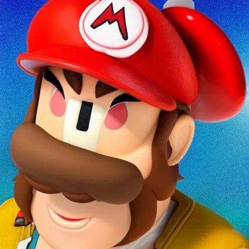 Prompt: A detailed portrait of Chris Pratt dressed as Mario, mushroom kingdom, goomba