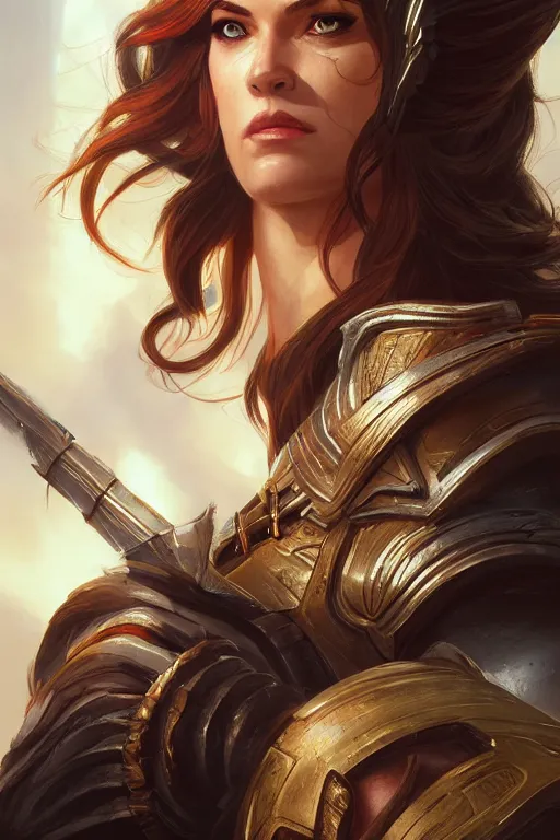 Image similar to amazon valkyrie athena, d & d, fantasy, portrait, highly detailed, headshot, digital painting, trending on artstation, concept art, sharp focus, illustration, art by artgerm and greg rutkowski and magali villeneuve