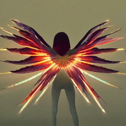 Prompt: a beautiful and ethereal creature, with wings of light and a body of pure energy