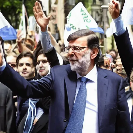 Image similar to mariano rajoy leading a demonstration on patriarchy