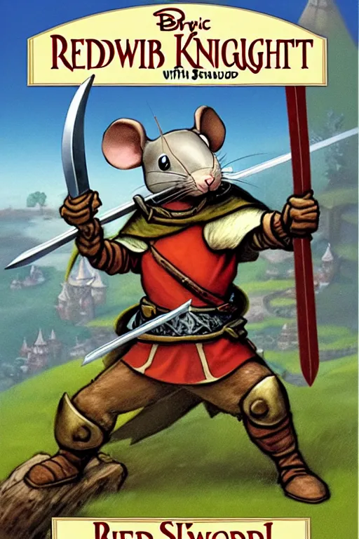 Image similar to a heroic mouse knight with sword and shield, redwall, brian jacques, detailed, epic