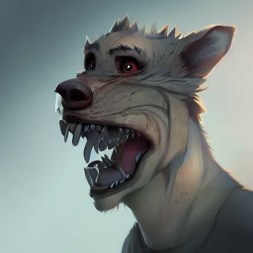 Image similar to Portrait of a Gnoll, evil look, mattepainting concept Blizzard pixar maya engine on stylized background splash comics global illumination lighting artstation lois van baarle, ilya kuvshinov, rossdraws