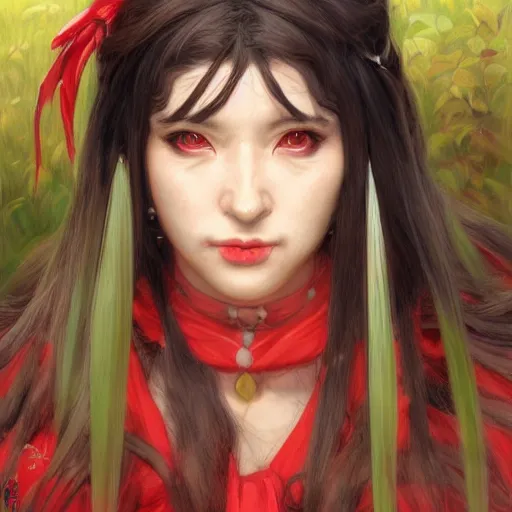 Image similar to Reimu Hakurei portrait art by Donato Giancola and Bayard Wu, digital art, trending on artstation, 4k