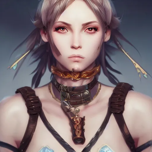 Prompt: a beautifull female warrior, character art portrait, fantasy style clothing, anime key visual, official media, illustrated by wlop, extremely detailed, 8 k, trending on artstation, cinematic lighting, beautiful