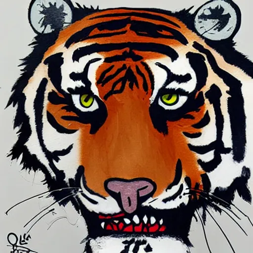 Prompt: tiger design by quentin blake