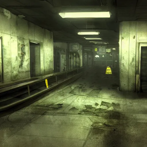 Image similar to fallout concept art subway interior render grim realistic lighting unreal engine 5