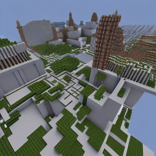 Image similar to perspective city outlook , hyperrealism, no blur, 4k resolution, ultra detailed, style of Minecraft