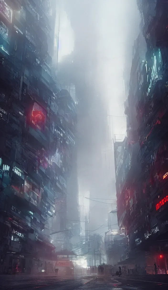 Image similar to a foggy night in milano in 2 0 7 9, cyberpunk future, distopic, cinestill, photography, realistic, hyper detailed, unreal engine, cinematic, octane render