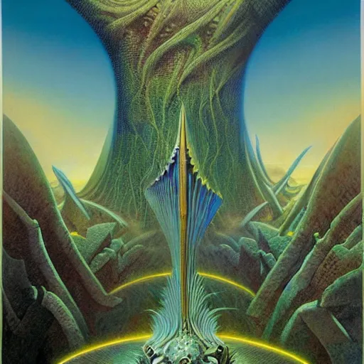 Image similar to divine chaos engine by roger dean and andrew ferez, symbolist, visionary