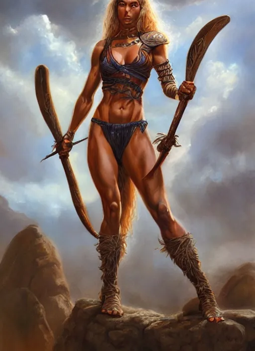 Prompt: portrait of an athletic female nilotic barbarian, painted by boris vallejo and julie bell and luis royo, trending on artstation, D&D, soft lighting, HD, sharp focus, intricate, masterpiece, concept art, character design