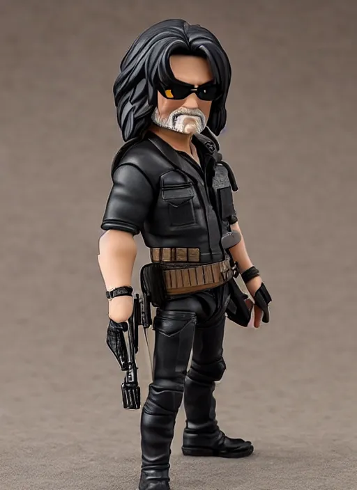 Image similar to kurt russell, a nendoroid of kurt russell is snake plisskin figurine, eyepatch, escape from new york, realistic face, detailed product photo