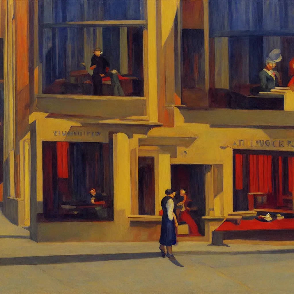 Image similar to art gallery by edward hopper