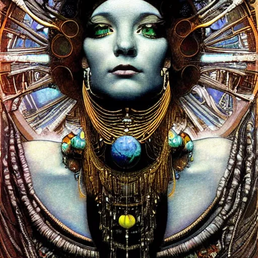 Prompt: baroque portrait of an art deco machine shaman, reflective detailed textures, highly detailed fantasy science fiction painting by annie swynnerton and jean delville and moebius, norman rockwell and maxfield parrish and frank frazetta. modern industrial shaman, rich colors, high contrast. artstation