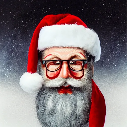 Image similar to a portrait of santa claus dressed as sigmun freud, 4 k, ultra detailed, by shepard fairey and beeple