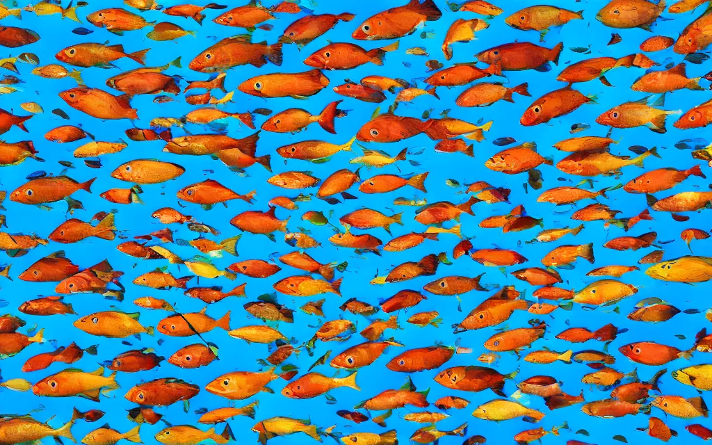 Prompt: a school of fish who form the shape of the indian flag in the deep sea, digital art